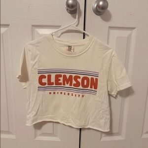 Clemson University White Graphic Crop Tee